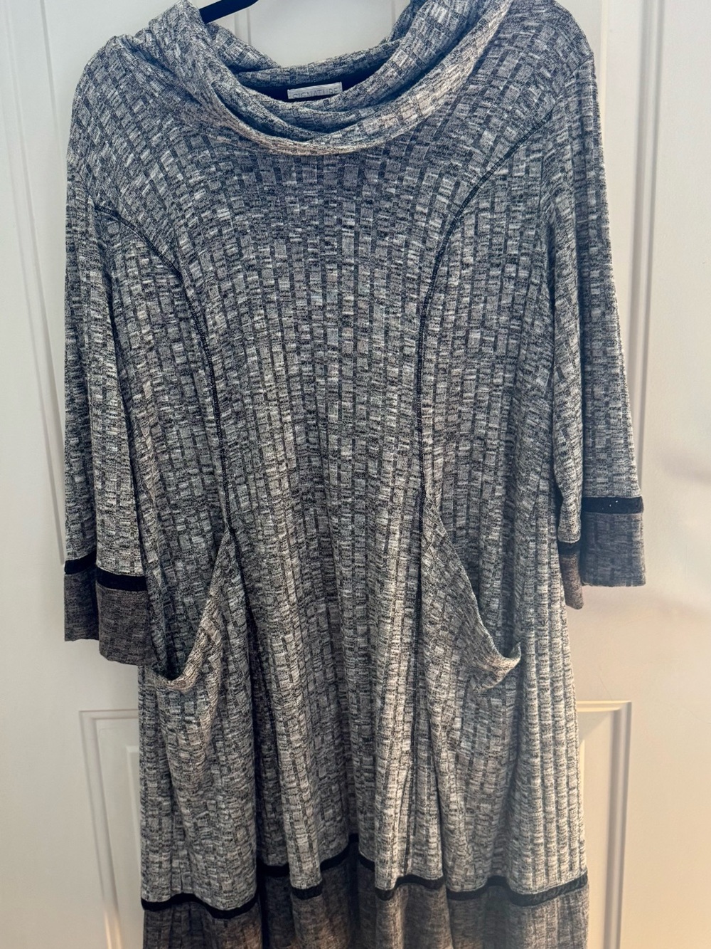 Signature Heathered Grey Cowl Neck Knit Top